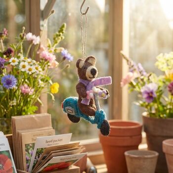 Handmade Felt Buttercup The Bear Decoration, 2 of 4