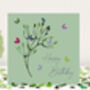 Butterfly And Flower Bud Birthday Card Blue Background, thumbnail 11 of 12