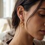 Oval Charm Hoop Earrings Gold, thumbnail 3 of 10