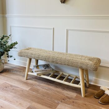Wicker Bench With Shelving, 2 of 12