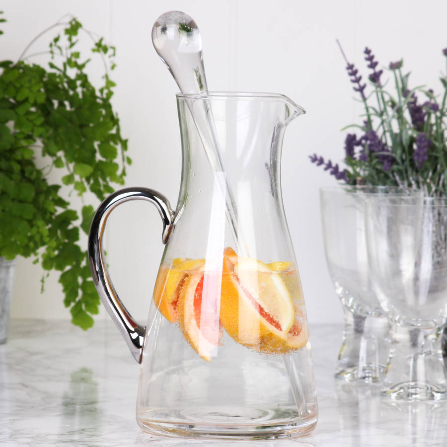 Glass Handled Serving Jug With Stirrer By Dibor