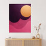 Golden Plum Abstract Purple Pink Sun Wall Art Print, thumbnail 1 of 6