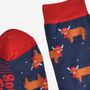 Men's Bamboo Socks Christmas Highland Cow Navy Red, thumbnail 4 of 5