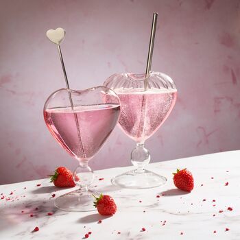 Heart Cocktail Glass With Free Personalised Straw, 2 of 6