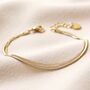 Stainless Steel Double Chain Bracelet In Gold Plating, thumbnail 4 of 5