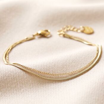 Stainless Steel Double Chain Bracelet In Gold Plating, 4 of 5