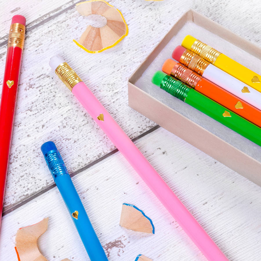 Hand Embossed Love Heart Pencils By The Letteroom