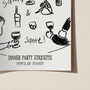 Dinner Party Etiquette Illustrated Wine Print, thumbnail 3 of 5