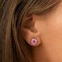 Pink Swarovski Crystal Stud Earrings, thumbnail 3 of 6