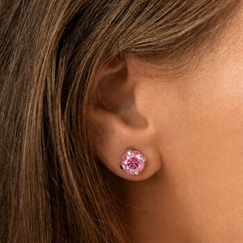 Pink Swarovski Crystal Stud Earrings, 3 of 6