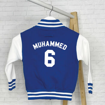 Personalised Kids Varsity Jacket With Name And Age, 4 of 6