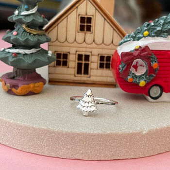 Sterling Silver Mini Christmas Tree Ring, 8 of 11