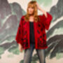 Black Embroidered Butterflies Wine Short Kimono, thumbnail 4 of 7
