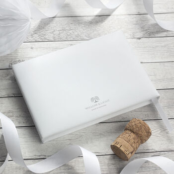 Personalised Luxury Medium White Leather Guest Book, 6 of 6