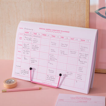 Pink Grid Social Media Weekly A4 Planner Pad, 5 of 8
