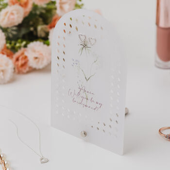 Personalised Rattan Style Jewellery Stand With Heart Necklace And Earrings, 7 of 9