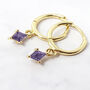 Amethyst February Birthstone Delicate Dangle Hoops, thumbnail 1 of 4