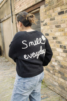 Black Smile Everyday Flower Knit Cardigan, 4 of 7