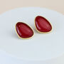 Gold And Red Abstract Shape Stud Earrings Everyday Style, thumbnail 1 of 3