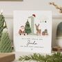 Personalised Baby Boy 1st Christmas Card Santa Reindeer, thumbnail 1 of 7