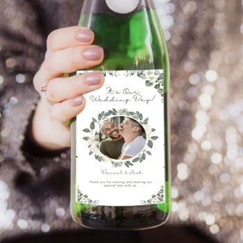Personalised Elegant Floral Wedding Champagne Label, 2 of 4