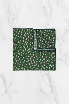 Wedding Handmade 100% Cotton Floral Print Tie In Green, 4 of 4