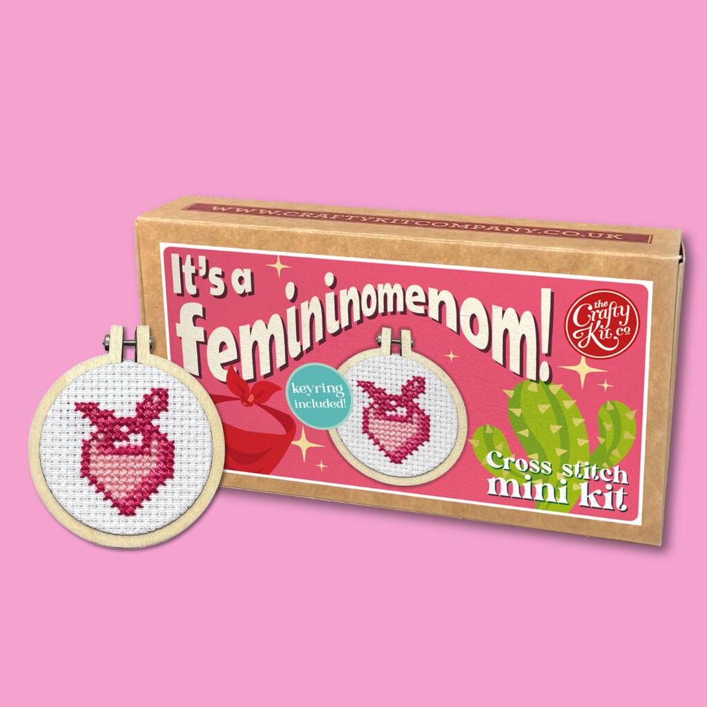 It's A Femininomenom! Mini Matchbox Cross Stitch Kit, 1 of 6