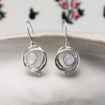Rainbow Moonstone Drop Earrings, 3 of 7