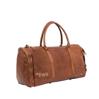 Personalised Leather Columbus Weekender With Pockets, 4 of 11