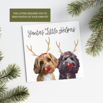 Two Or More Pet Personalised 'Reindeer Antler' Christmas Card, 2 of 8