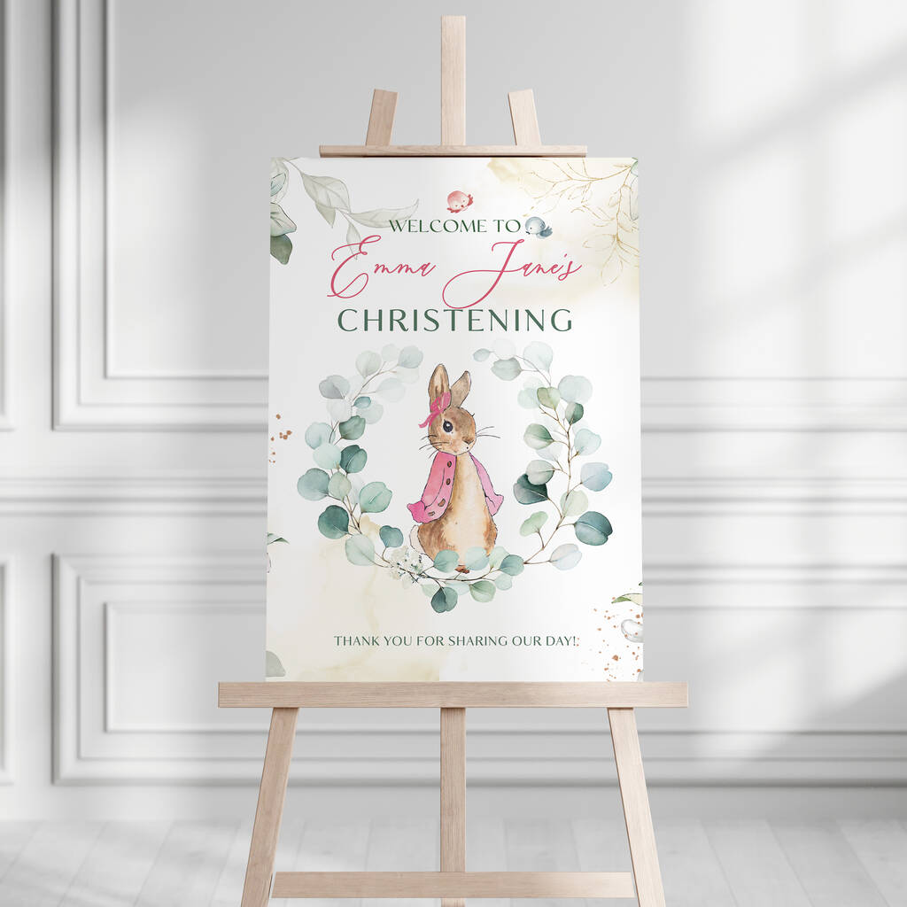 Peter Rabbit Christening Welcome Sign By Smart Party Shop
