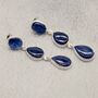 Blue Sapphire Handmade Sterling Silver Drop Earrings, thumbnail 6 of 8