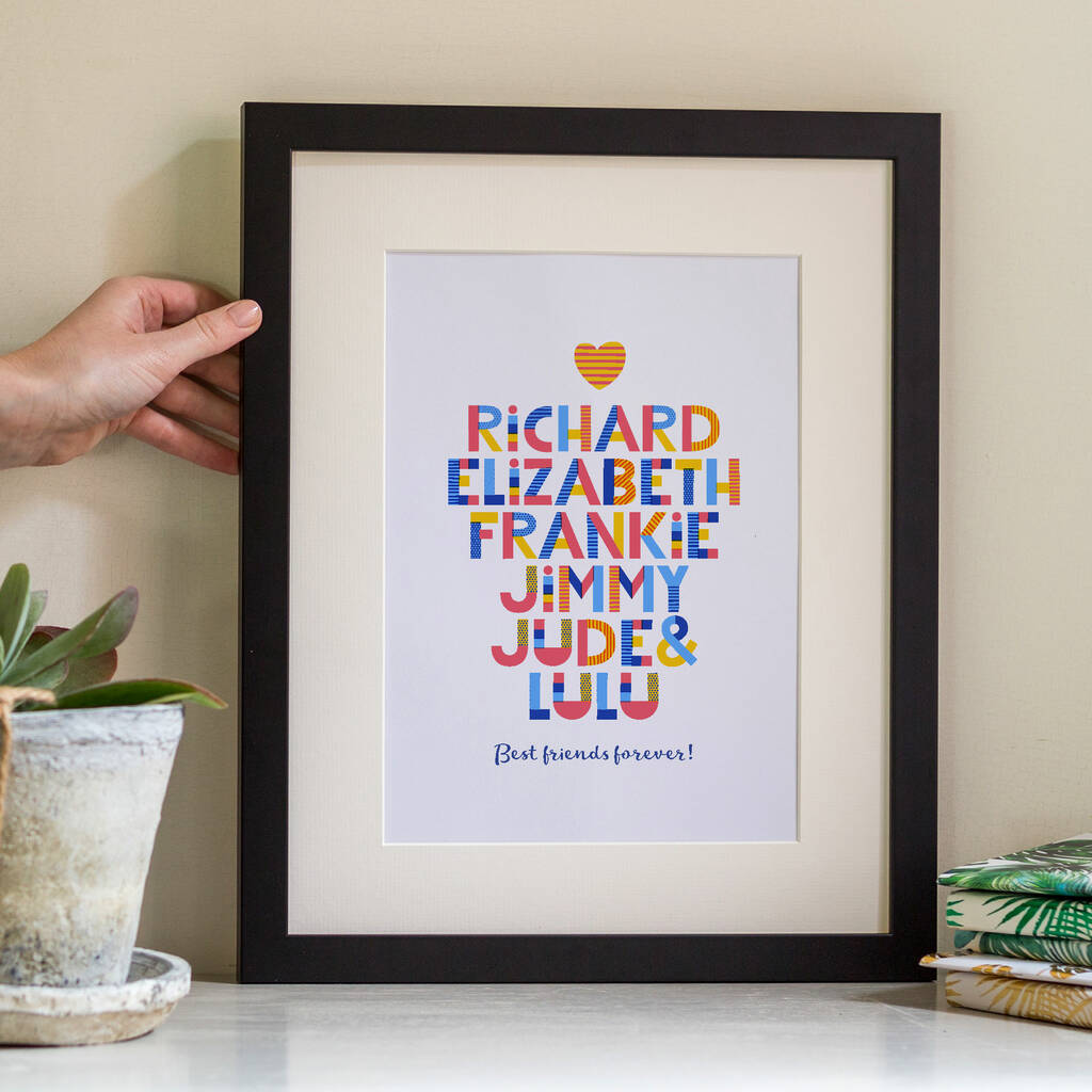 Personalised Family Names Colourful Print, 1 of 6