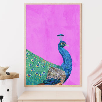 Custom Personalised Peacock Turquoise Art Print, 5 of 6
