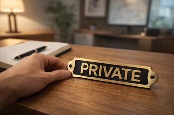 Brass Private Door Sign Plaque With Black Finish, 4 of 9