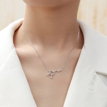Dopamine Molecular Structure Pendant Necklace, 3 of 12