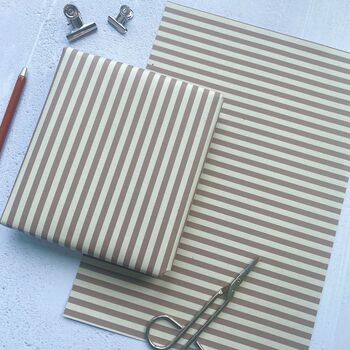 Stripe Mocha Paper Fibre 42cm X 29.Seven Size Wrapping Paper Sheet, 4 of 5