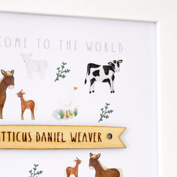 Personalised Engraved Farm Baby Print, 3 of 4
