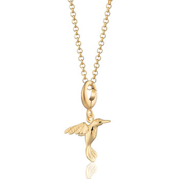 18ct Gold Hummingbird Charm Necklace, 2 of 6