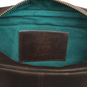 'Stanley' Men's Leather Wash Bag In Chestnut, 7 of 8