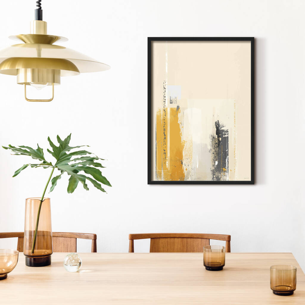 Mustard Yellow And Grey Abstract Wall Art By Green Lili