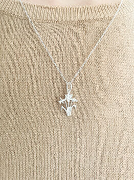 Sterling Silver Daffodil Pendant Necklace, 4 of 6