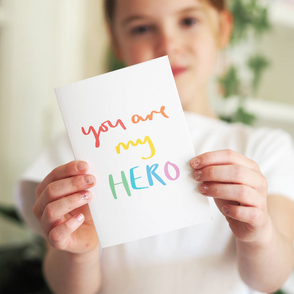You Are My Hero Hand Lettered Card, 1 of 4