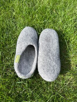 Light Grey 100% Wool Indoor Slippers Made In Nepal, 3 of 7