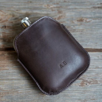 Steel Hip Flask With Personalised Leather Sleeve, 11 of 12