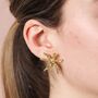 Oversized Sea Flower Stud Earrings In Gold, thumbnail 2 of 3