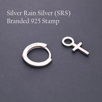 Sterling Silver Cross Hoop Earrings, 8 of 11