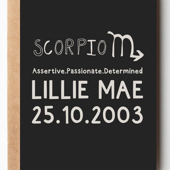 Personalised Scorpio Zodiac Star Sign Birthday Card, 3 of 3