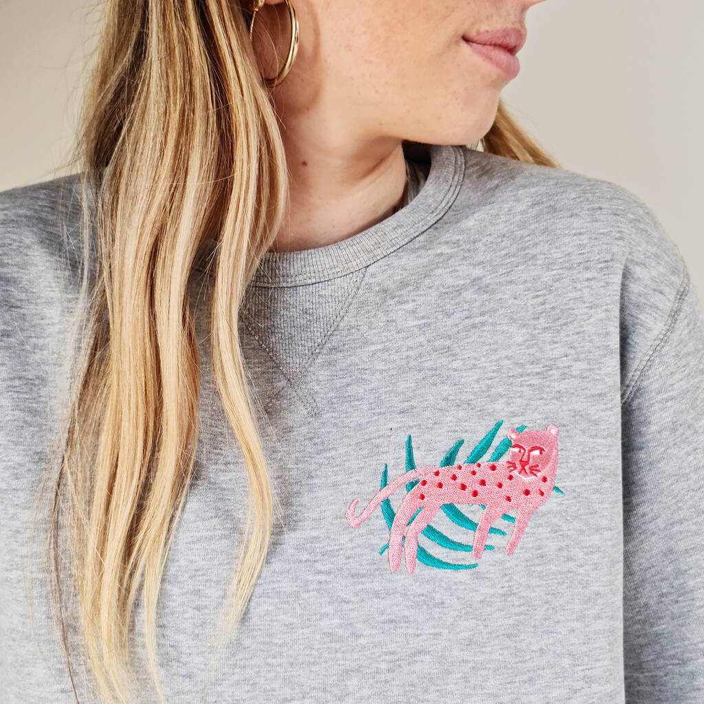 Personalised Embroidered Pink Leopard Sweatshirt By Syd&Co | notonthehighstreet.com