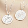 Personalised Sterling Silver Birth Flower Disc Necklace, thumbnail 3 of 12